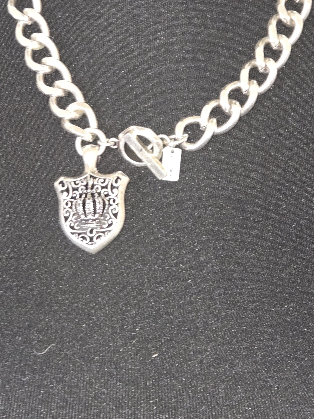 Men's Silver Shield Pendant Chain Necklace - Timeless Crest